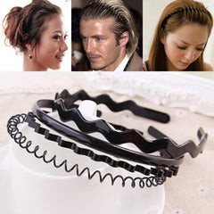 4pcs/sets Unisex Black Spring Wavy Hair Hoop Band