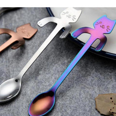 5pcs Stainless Steel Mini Cat Kitten Spoons for Coffee Tea Dessert Drink