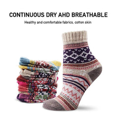 5 Pairs Bohemian Ethnic Warm Socks - High Elastic Multicolour Premium Wool Blend