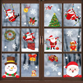 6 Sheets Christmas Santa Window Clings Stickers Window Decor