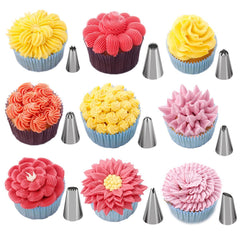 60Pcs Set Stainless Steel Icing Piping Nozzle Tips and Bags Cake Decorating Baking Kits
