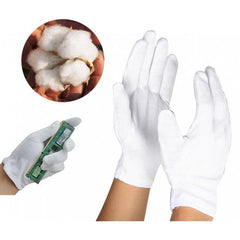 24pcs White Cotton Gloves for Cosmetic Moisturizing Coin Jewelry