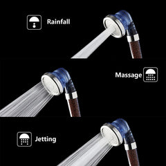 High Pressure 3-Mode Ionic Power Shower Head with Mineral Beads & Free Shower Hose