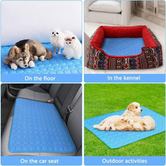 Washable Dog Cooling Mat Ice Silk Pet Self Cooling Pad Blanket