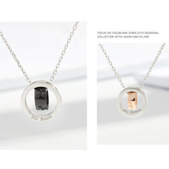 925 Sterling Silver Beauty & Beast Double Ring Pendant Lover Necklace