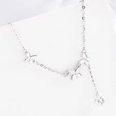 925 Sterling Silver Butterfly Germstone Pendant Y Choker Necklace