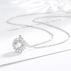 925 Sterling Silver Cubic Zirconia Germstone Pendant Chain Necklace