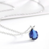 925 Sterling Silver Dark Blue Crystal Germstone Pendant Necklace