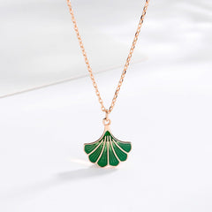 925 Sterling Silver Gold Plated Ginkgo Leaf Pendant Charm Necklace