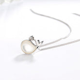 925 Sterling Silver Little Whale White Germstone Pendant Necklace