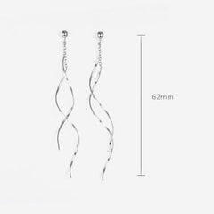 925 Sterling Silver Long Threader Tassel Charm Earrings