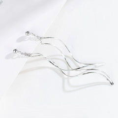 925 Sterling Silver Long Threader Tassel Charm Earrings