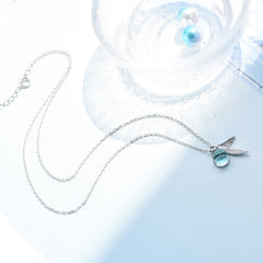 925 Sterling Silver Mermaid Blue Cubic Zirconia Charm Pendant Necklace