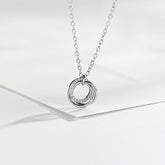 925 Sterling Silver Rhinestone 3-Ring Forever Love Charm Pendant Necklace