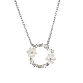 925 Sterling Silver Rhinestone Garland Wreath Charm Pendant Necklace