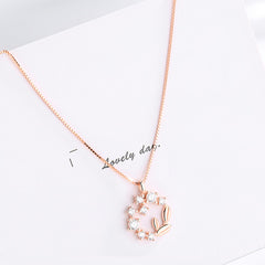 925 Sterling Silver Rhinestone Garland Wreath Charm Pendant Necklace