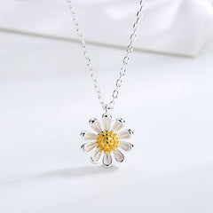 925 Sterling Silver Spring Daisy Flower Charm Pendant Necklace