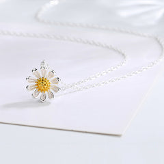 925 Sterling Silver Spring Daisy Flower Charm Pendant Necklace