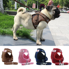 Adjustable Corduroy Mesh Warm Walking Dog Cat Harness Vest with Leash