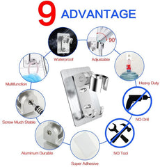 Adjustable Strong Adhesive Shower Head Holder with Hook