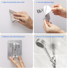 Adjustable Strong Adhesive Shower Head Holder with Hook