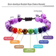 6pcs Adjustable Men Women 8mm 7 Chakras Lava Stone Bead Health Care Bracelet