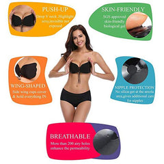2 Packs Backless Invisible Adhesive Push Up Bra with Drawstring