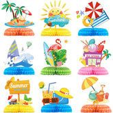 9 Pcs Hawaiian Summer Pool Beach 3D Double Side Honeycomb Party Supplies