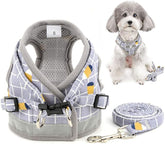Breathable Mesh Kitten Puppy Reflective Dogs Plaid Harness Leash Set