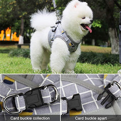 Breathable Mesh Kitten Puppy Reflective Dogs Plaid Harness Leash Set