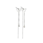 Butterfly Long Threader 925 Sterling Silver Stud Tassel Earrings