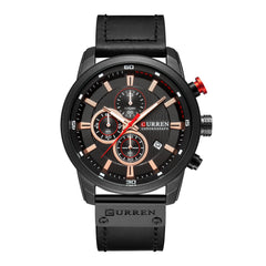 CURREN Casual Sport Men Watches Chronograph Quartz Analog Date Leather Wristwatch