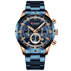 CURREN Stainless Steel Luxury Sport Men Watches Waterproof Chronograph Wristwatch