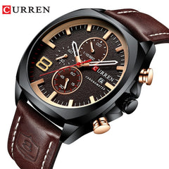 CURREN Leather Strap Chronograph Men Business Sports Quartz Wrist Watches
