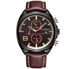 CURREN Leather Strap Chronograph Men Business Sports Quartz Wrist Watches