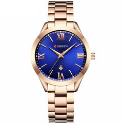 CURREN Stainless Steel Classic Women Calendar Quartz Wrist Watches