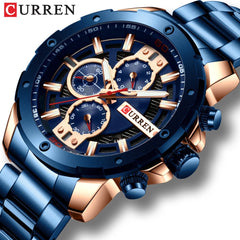 CURREN Stainless Steel Luxury Men Business Watches Quartz Chronograph Wristwatch