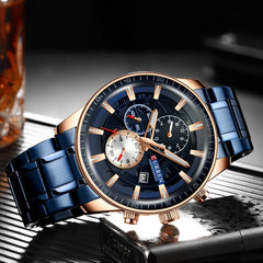 CURREN Stainless Steel Luxury Men Business Watches Quartz Chronograph Wristwatch