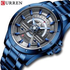 CURREN Luxury Stainless Steel Men Business Quartz Watches Date Week Clock