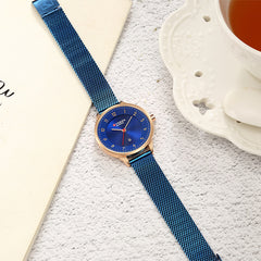 CURREN Stylish Women Quartz Watches Stainless Steel Mesh Band