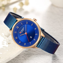 CURREN Stylish Women Quartz Watches Stainless Steel Mesh Band