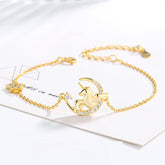 Charm Glitter Unicorn Star 925 Sterling Silver Gold Chain Bracelet