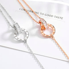 Charm Luckly Double Ring Love 925 Sterling Silver Chain Bracelet