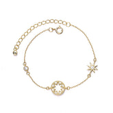 Charm Rhinestone Eight Star 925 Sterling Silver Gold Chain Bracelet