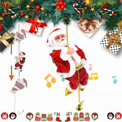 Christmas Electric Santa Claus Climbing Ladder Doll Music Decor Party