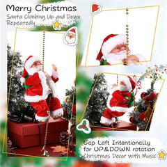 Christmas Electric Santa Claus Climbing Ladder Doll Music Decor Party