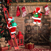 Christmas Electric Santa Claus Climbing Ladder Doll Music Decor Party