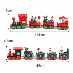 Christmas Wooden Train Home Decor Table Ornament Gift