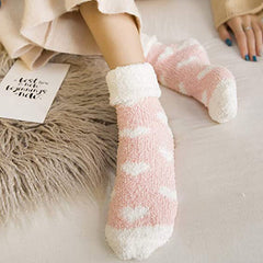 Colorful Warm Fuzzy Crew Cozy Plush Slipper Socks