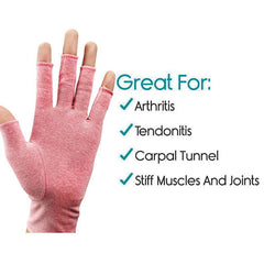 Pink Compression Fingerless Gloves Provide Arthritic Hand Joint Pain Relief